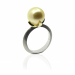 Damenring, Solitär, Perlenring, Weissgold, Gelbgold, Südsee-Zuchtperle, Goldschmiede, Schmuck