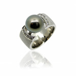 Damenring, Perlenring, Tahitizuchtperle, Weissgold, Brillanten, Goldschmiede, Atelier, Schmuck
