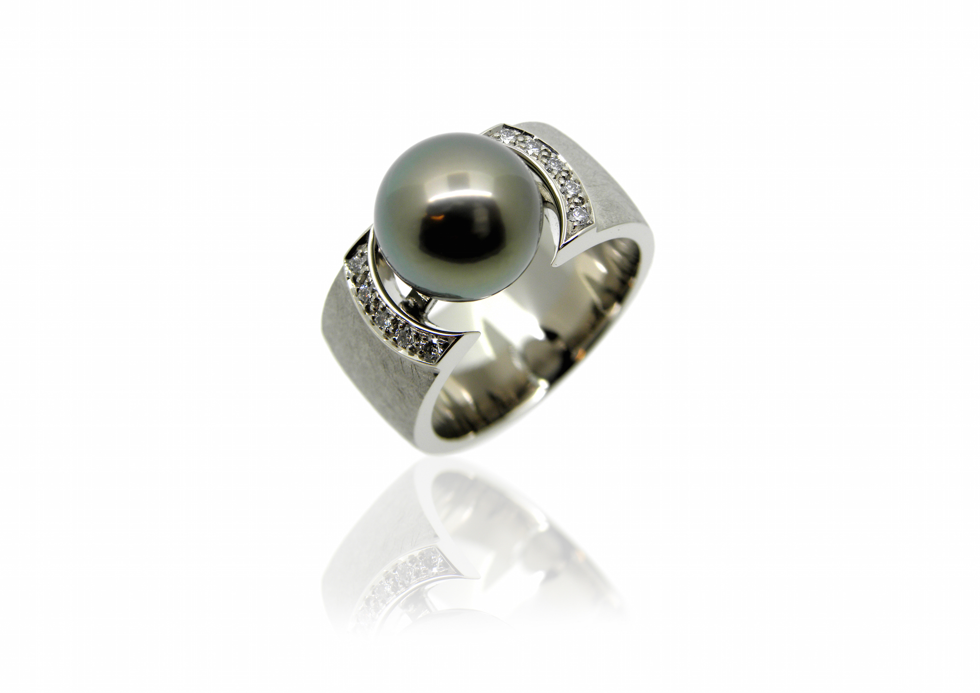 Damenring, Perlenring, Tahitizuchtperle, Weissgold, Brillanten, Goldschmiede, Atelier, Schmuck