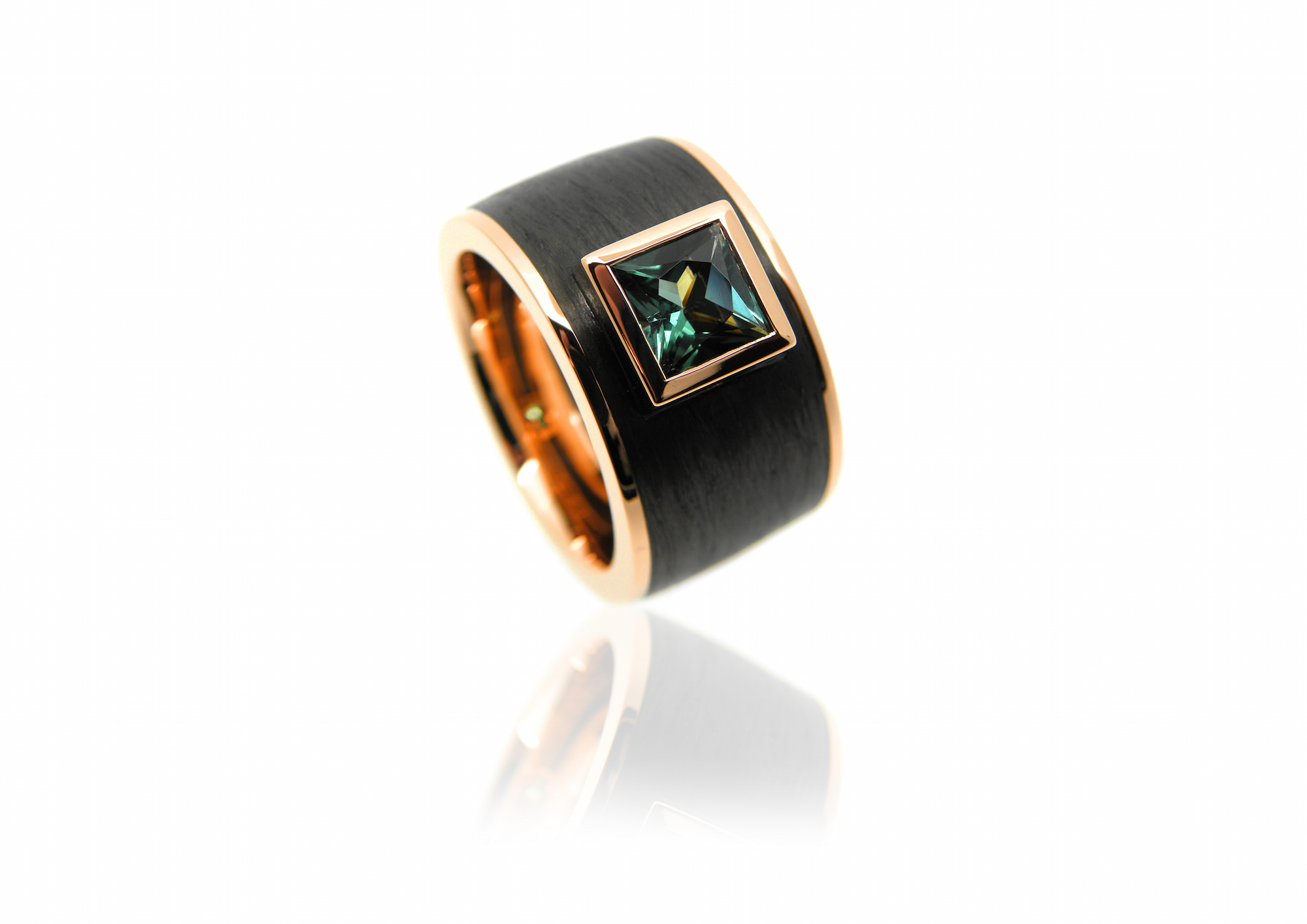 Herrenring, Turmalin, Rotgold, Anfertigung