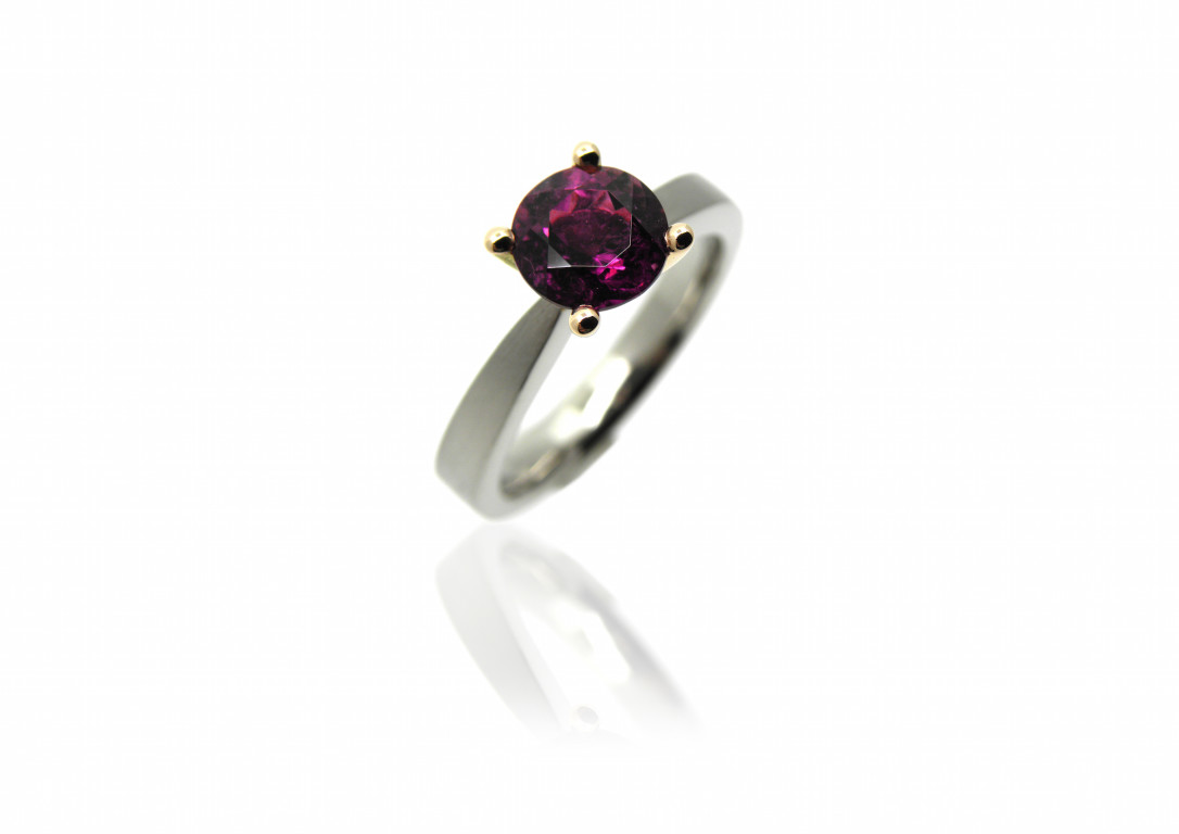 Solitärring, Engagementring, Verlobungsring, Weissgold, Rotgold, Turmalin pink, Goldschmied, Schmuck