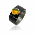 Damenring,Weissgold,Gelbgold,Carbon,Feueropal,Cabochon,Schraubsystem,Anfertigung_Goldschmied,Faktor S, Winterthur
