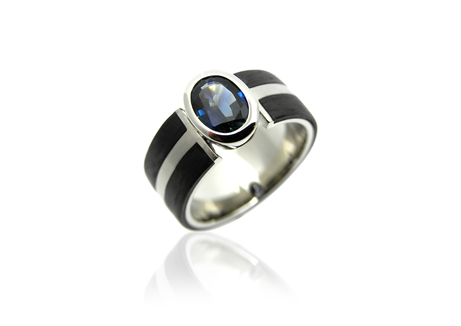 Damenring, Ring, Weissgold, Carbon, Turmalin, oval, facettiert, Goldschmiede, Anfertigung, Schmuck, Faktor S, Winterthur