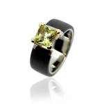 Damenring, Ring, Weissgold, Gelbgold, Carbon, Lemoncitrin, Citrin, gelb, Princess, oval, facettiert, Goldschmiede, Anfertigung, Schmuck, Faktor S, Winterthur